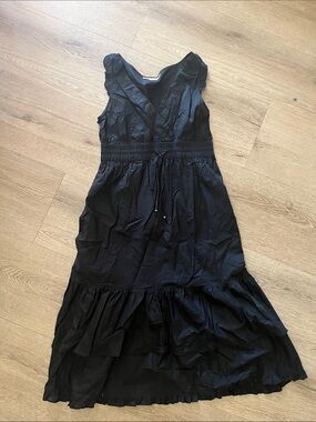 MICHAEL Michael Kors Black Sleeveless V-Neck Smocked-Waist Maxi Dress